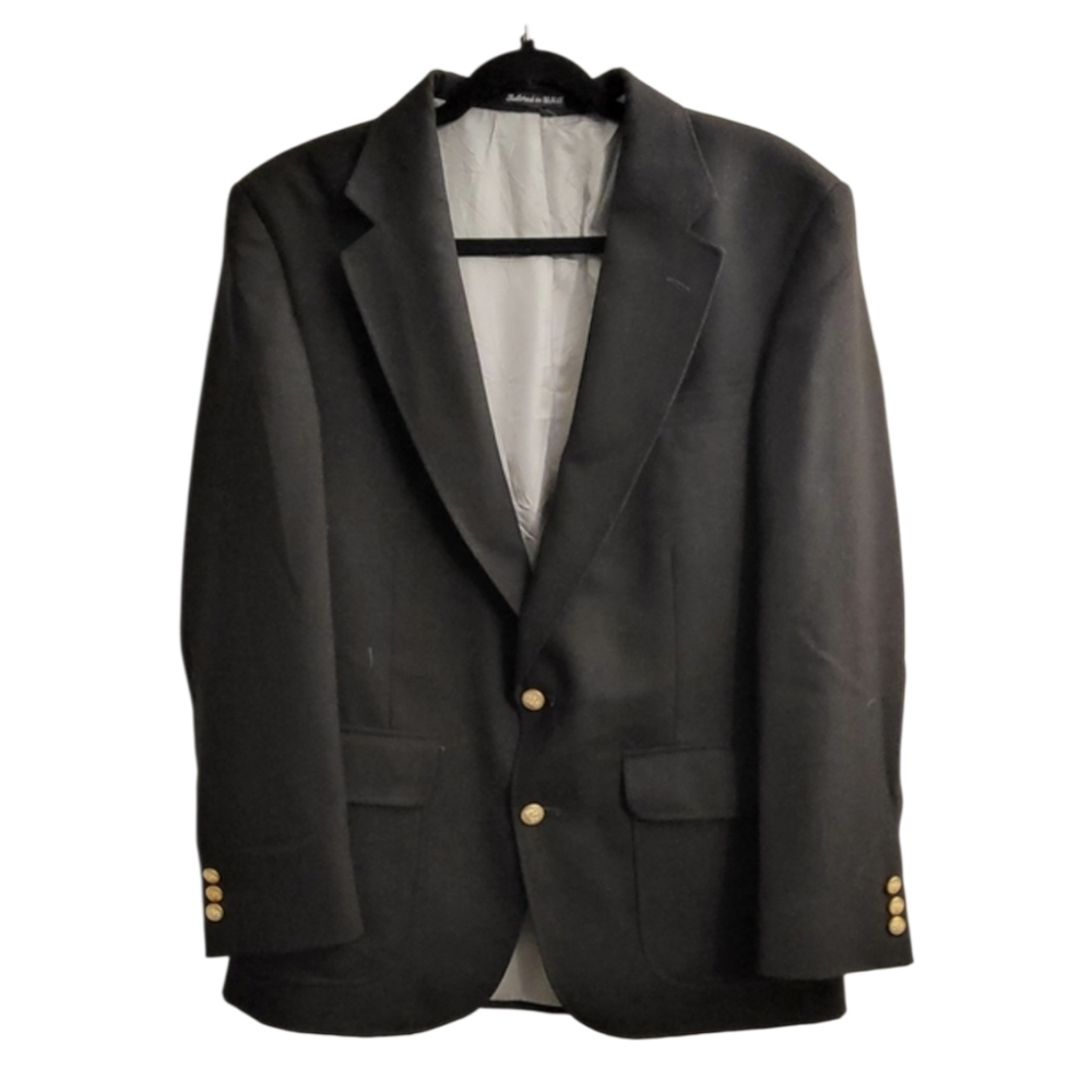 Stafford Black Two-Button Mens Sport Coat Blazer, 40R